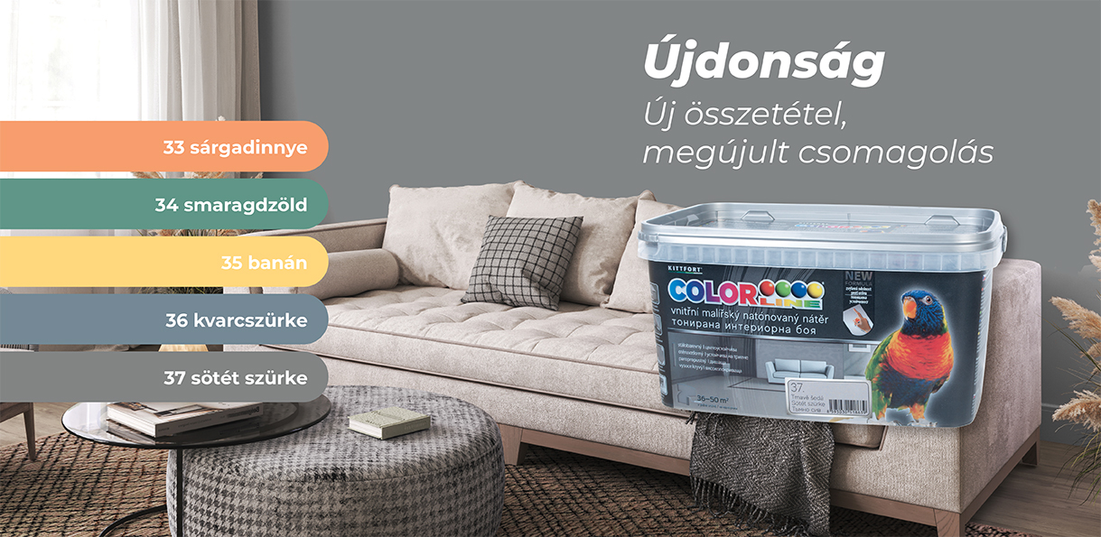 COLORLINE® egyrétegű színes beltéri falfesték COLORLINE® egyrétegű színes beltéri falfesték