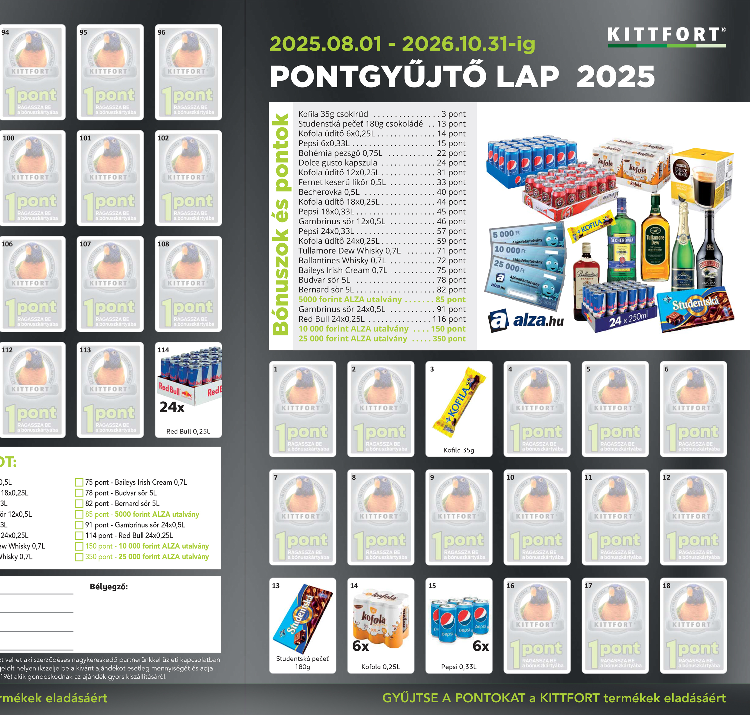 Pontgyűjtő akció ragasztós melléklet 2025