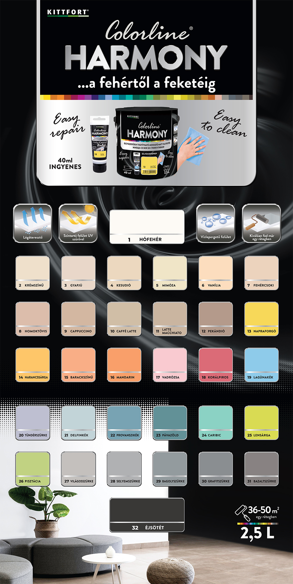 Colorline Harmony színes mosható falfesték